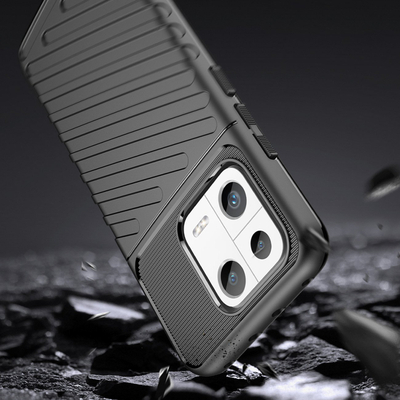 Mbrojtëse telefoni Thunder Case Armored për Xiaomi 13, TPU i butë, kundra goditjeve, e zezë