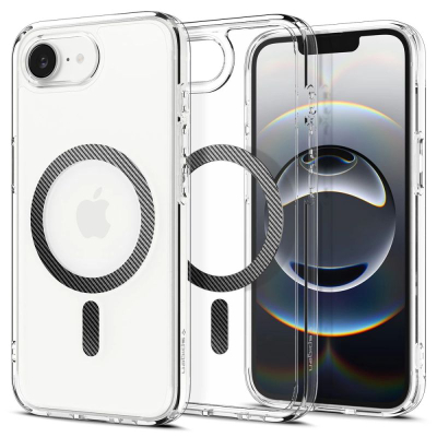Mbrojtëse telefoni Spigen Ultra Hybrid MagSafe, për iPhone 16e, transparente, me fiber karboni