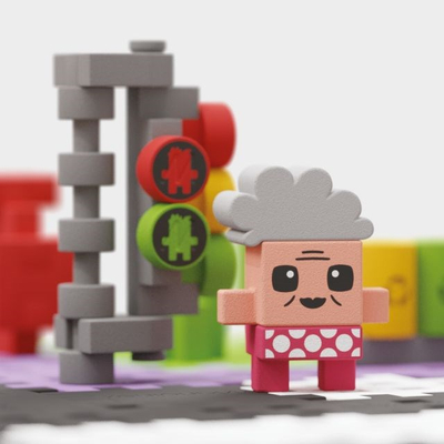 Set ndërtimi Marioinex Mini Waffle City Street, 280 elemente, me figura, shumëngjyrësh
