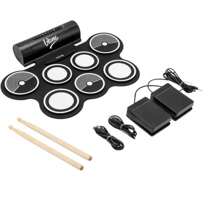 Set daulle elektronike V-TONE RD7, roll-up me 7 pade, altoparlantë të integruar, i zi