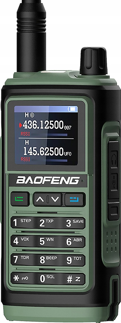 Radiostacion portabël Baofeng UV-17E, 5W, me ekran, jeshile