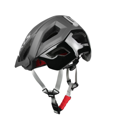 Helmet biçiklete Kellys Outrage, për enduro e trail, me strehë dielli, gri e errët