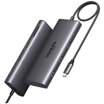 USB Тип-C читалиште Ugreen Revodok Pro 15534, 10 во 1, 5 Gbps, сива