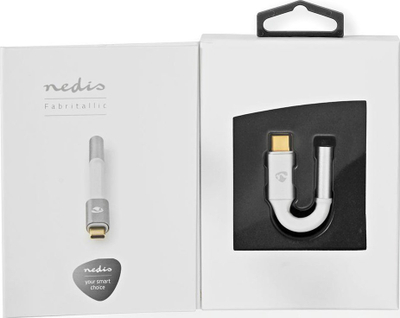 Adapter audio Nedis USB-C në 3.5 mm, 0.08 m, argjendtë bardhë
