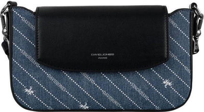 Çantë crossbody David Jones CH21051, xhins, me rrip që shtyhet, blu me të zezë