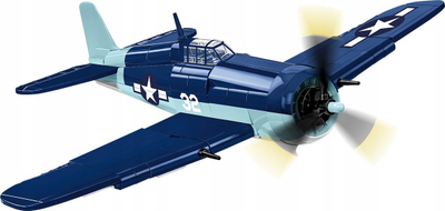 Set ndërtimi COBI Grumman F6F Hellcat 5883, 235 copë, avion luftarak, blu e bardhë