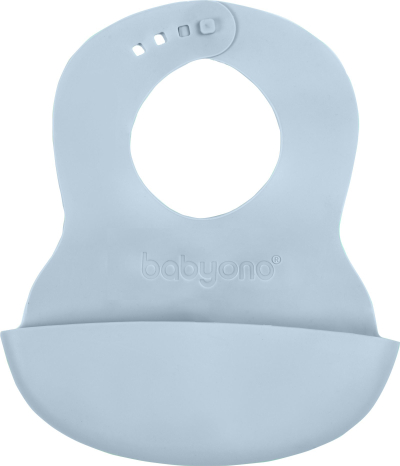 Përparëse silikoni për bebe BabyOno Be Active, 6m+, pa BPA, blu