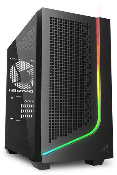 Kuti kompjutri Sharkoon J1000 ARGB, Micro ATX, me xham t’temperum, e zezë