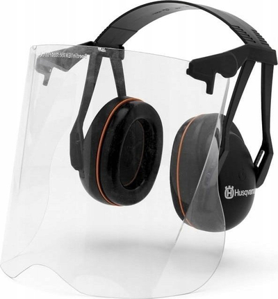 Mbrojtëse veshi Husqvarna 505665360 me plexi transparent, me bandë koke, ngjyrë e zezë