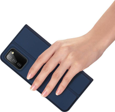 Kutia mbrojtëse Dux Ducis për Samsung Galaxy A03s, lëkurë ekologjike, me kapak, blu navy