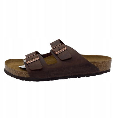 Sandale Birkenstock Arizona Waxy Leather, unisex, lëkurë natyrale, kafe