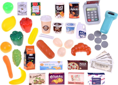 Set lodër supermarket Jokomisiada ZA3174, me karrocë pazari, 47 pjesë, shumëngjyrësh