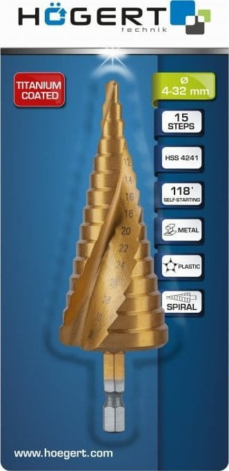 Spiralë hapash për stërvitje Högert Technik, 4 32 mm, HSS, HEX 1/4"