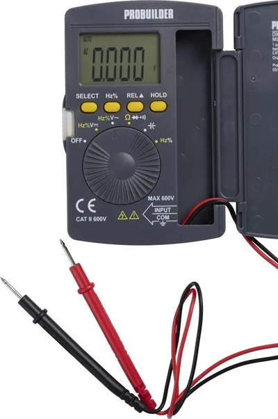 Multimetër dixhital Probuilder, CAT II 600V, me sonda matëse, gri