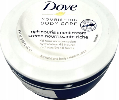 Krem trupi Dove Nourishing Cream, 48h hidratim, 250ml, i bardhë