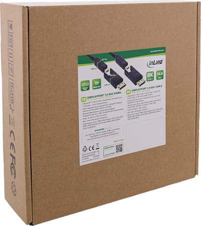 Kabllo DisplayPort InLine AOC 1.4, 8K 4K, 15m, me adapter që hiqet