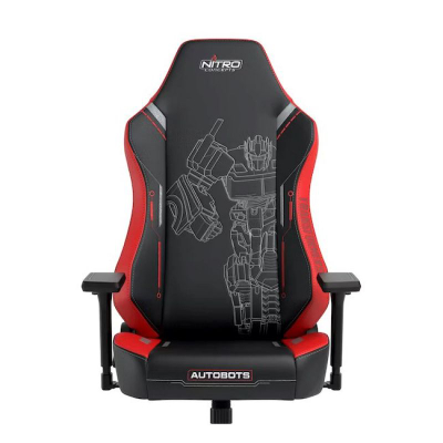 Karrige gaming Nitro Concepts X1000 Transformers Autobots Edition, mbështetëse 3D, lëkurë PU, e zezë me të kuqe