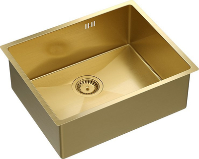 Lavabo kuzhine Quadron ANTHONY SteelQ PVD, 1 kazan, me sifon, ngjyrë ari