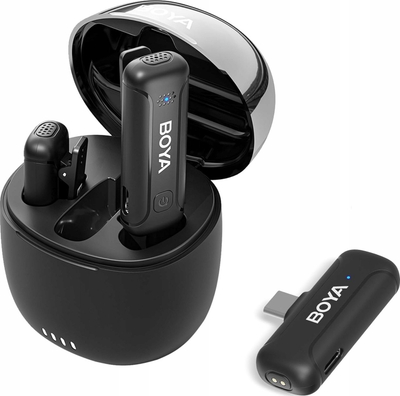 Mikrofon pa tela BOYA Wireless Lavalier, USB C, anulim zhurme, për Android