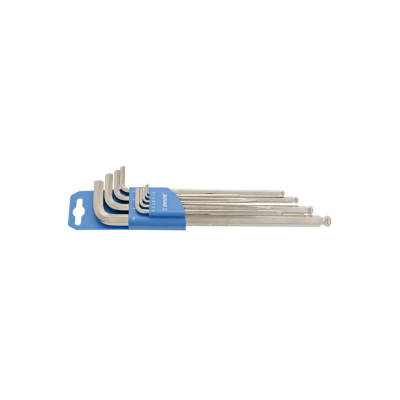 Set çelësash inbus Unior Long, kokë sferike, me mbajtëse PVC blu