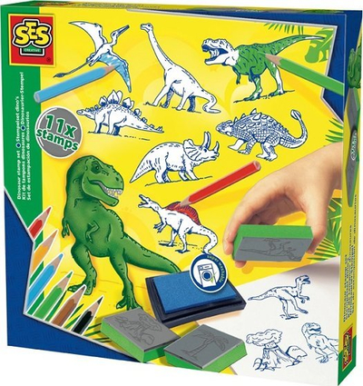 Set stampash SES Dinosaur, 11 vula, shumëngjyrësh