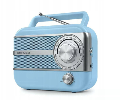Radio portabël Muse M-056SC, analoge, FM MW, blu retro