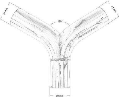 Tee shkarkimi 120°, universale, 51/60mm, çelik inoks 304