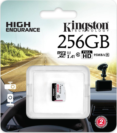Kartë memorie microSD Kingston Endurance, 256GB, UHS-I U1 V10, e bardhë