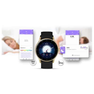 Smartwatch Gravity GT2-3, ekran 1.28" IPS, Bluetooth 5.1, ari me të zezë