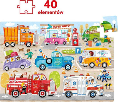 Puzzle Czuczu Moto Cars, 40 copa, për kalamaj, me shumë ngjyra