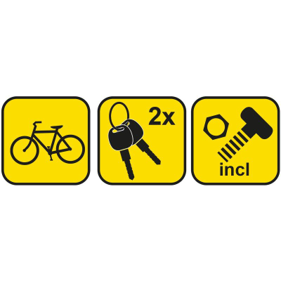 Kyç biçiklete Dunlop U-lock me kabllo çeliku, 120 cm 10 mm, me çelësa, i zi