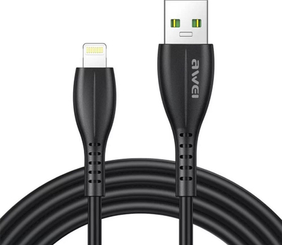Kabllo USB në Lightning Awei CL-115L, 1m, karikim i shpejtë 2.4A, e zezë