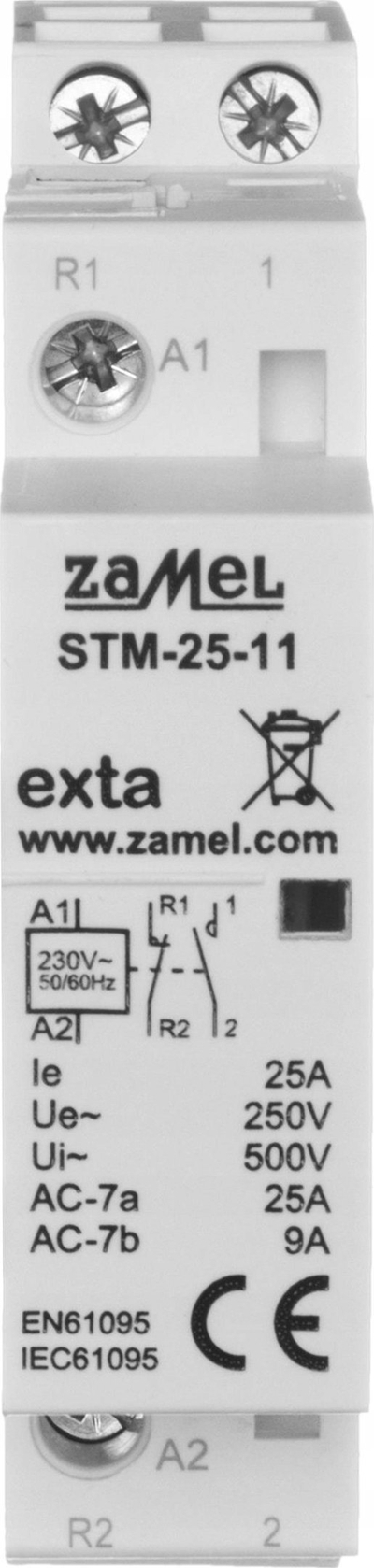 Kontaktor Zamel STM-25-11, 25A, 230V AC, 1NO 1NC