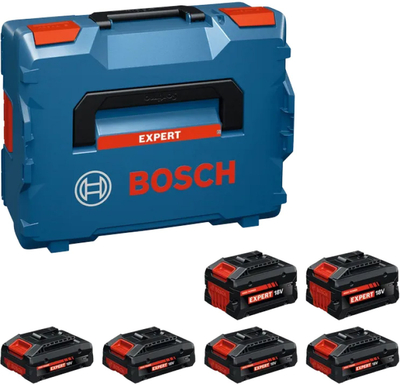 Сет батерии Бош Експерт EXBA 1600A0373G, 18V литиум-јонски, 4x 4.0Ah 2x 8.0Ah, во L-BOXX