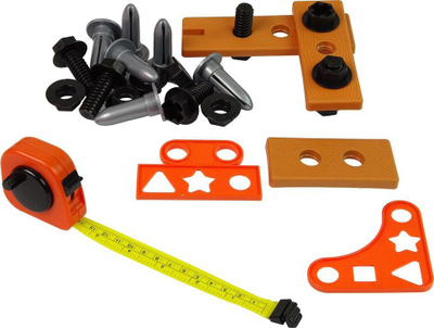 Set veglash lodër Leantoys Handyman, 40 pjesë, me çantë shpine, portokalli