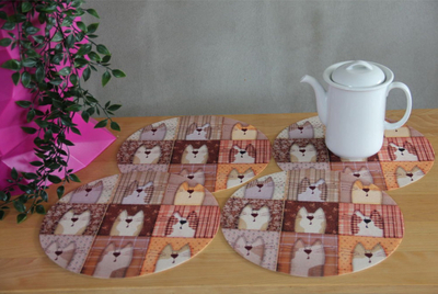 Set naperonash Bertoni Round Table Mat Set, 4 copë, 33 cm, Pexeso bezhë