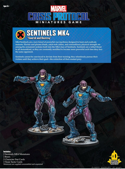 Set miniaturash Asmodee Marvel Crisis Protocol Sentinel MK IV, zgjerim loje tavoline, shumëngjyrësh