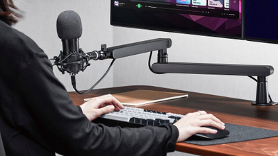 Krah mikrofoni Deltaco GAM-173, për streaming, me zgjatim për lartësi, ngjyrë e zezë