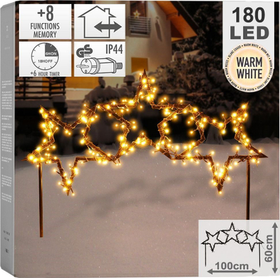 Dekor kopshti me LED, 3 yje, 180 LED, 100 cm, dritë e bardhë e ngrohtë