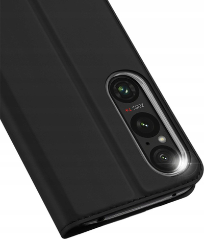 Kllëf telefoni Dux Ducis Skin Pro për Sony Xperia 1 VI, me kapak palosës, i zi