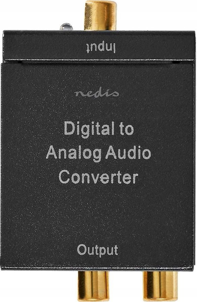 Konvertues audio Nedis ACON2510BK, digital në analog, Toslink koaksial në 2x RCA 3.5mm, i zi