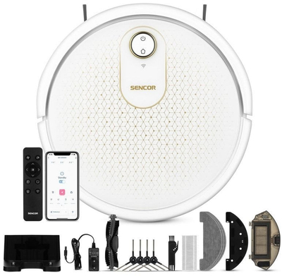 Robot fshes Sencor SRV 4550WH, me gjiroskop për lëvizje, kontrollohet me aplikacion, ngjyrë e bardhë