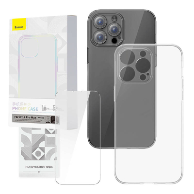 Set mbrojtës Baseus Corning, xham i temperuar dhe maskë transparente për iPhone 12 Pro Max