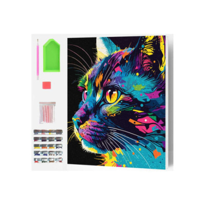 Set kreativ diamond art SPLAT PLANET Mace, kanavacë 30x40cm, shumëngjyrëshe