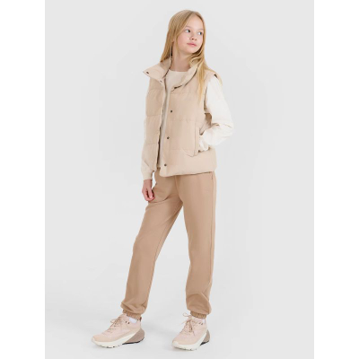 Bluzë për goca 4F TLONF377, me mëngë t’gjata, oversize, ngjyrë krem