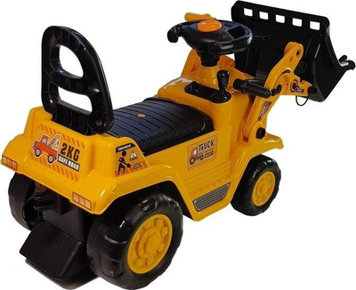 Buldozer ride-on Leantoys, eskavator lodër me kovë që lëviz, i verdhë