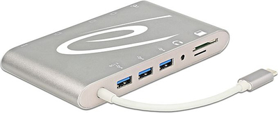 Dok USB C Delock 87298, 4K, Gigabit LAN, gri argjendtë