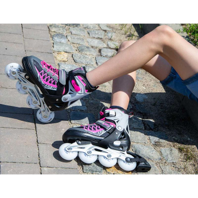 Patina inline Enero PRO LED 4 në 1, të rregullueshme 30-33, me LED, rozë me të zezë