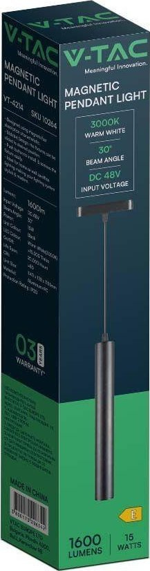 Магнетна висечка ламба V-TAC VT-4214, 14W LED, 4000K, црно тело