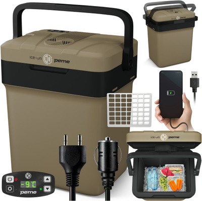 Frigorifer turistik Peme Essential 32, 25.7L, termoelektrik, Sand Storm